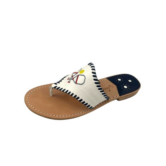 Jack Rogers "Pickleball" Whipstitch Embroidered Thong Sandals Size 11 M NWOB - Picture 2 of 10